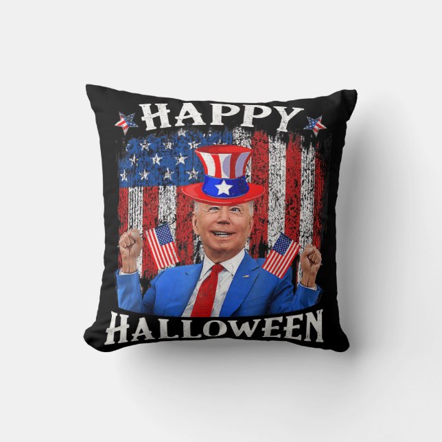Fun Joe Biden Happy Halloween For Fourth Of July M Throw Pillow (Front)