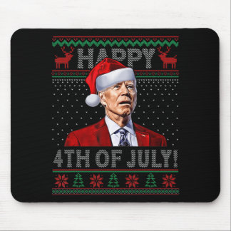 Fun Joe Biden Happy th Of July Ugly Christmas Mouse Pad
