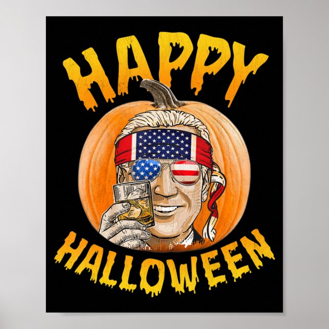 Fun Joe Biden Pumpkin Happy Halloween Confused th  Poster (Front)