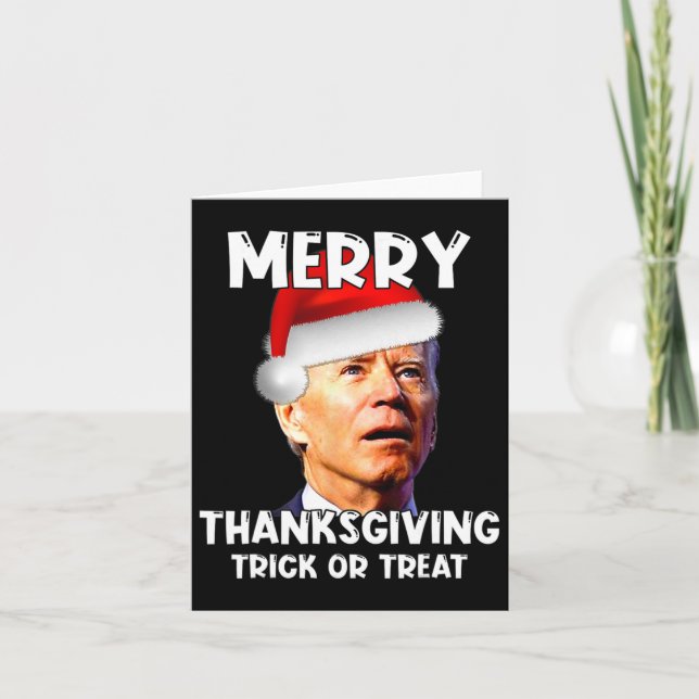 Fun Joe Biden Santa Hat Merry Thanksgiving Christm Card (Front)