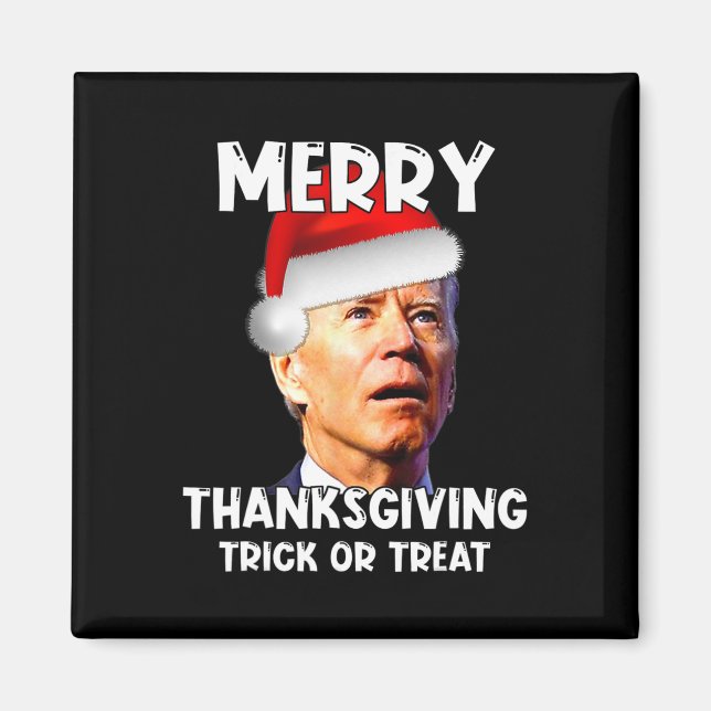 Fun Joe Biden Santa Hat Merry Thanksgiving Christm Magnet (Front)