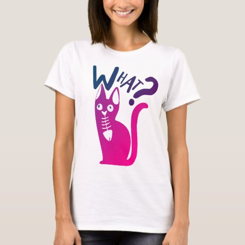  Fun Joke Minimalist Magenta Gradient Cartoon Cat T_Shirt