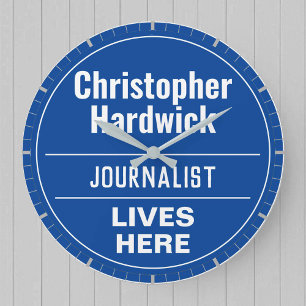 Fun Journalist Wall Plaque Style Large Clock