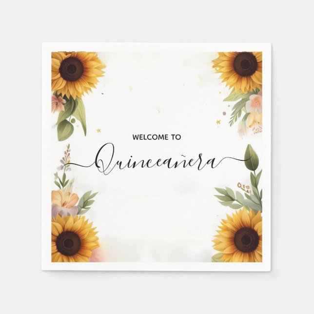 Fun Joy Lily Twin Dual Joint Double Quinceanera Napkins (Front)