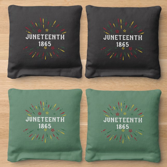 Fun Juneteenth 1865 Black History African American Cornhole Bags (Wood)