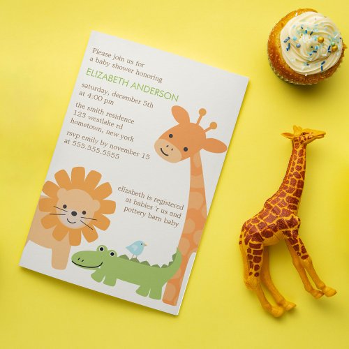 Jungle Safari Animals Baby Shower Personalized Invite