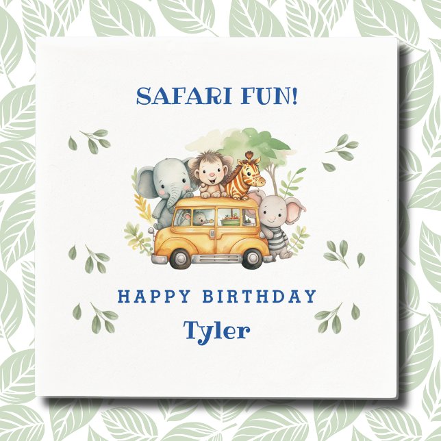 Fun Jungle Animals Kids Safari Birthday Party Napkins (Creator Uploaded)