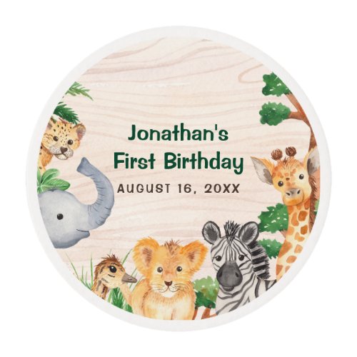 Fun Jungle Camp Themed Wild One Birthday Party Edible Frosting Rounds