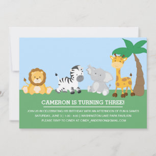 Fun Jungle Safari Kids Birthday Invitation