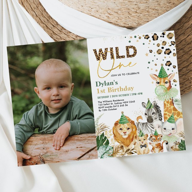 Fun Jungle Safari Wild One Party Animals Birthday Invitation (Creator Uploaded)
