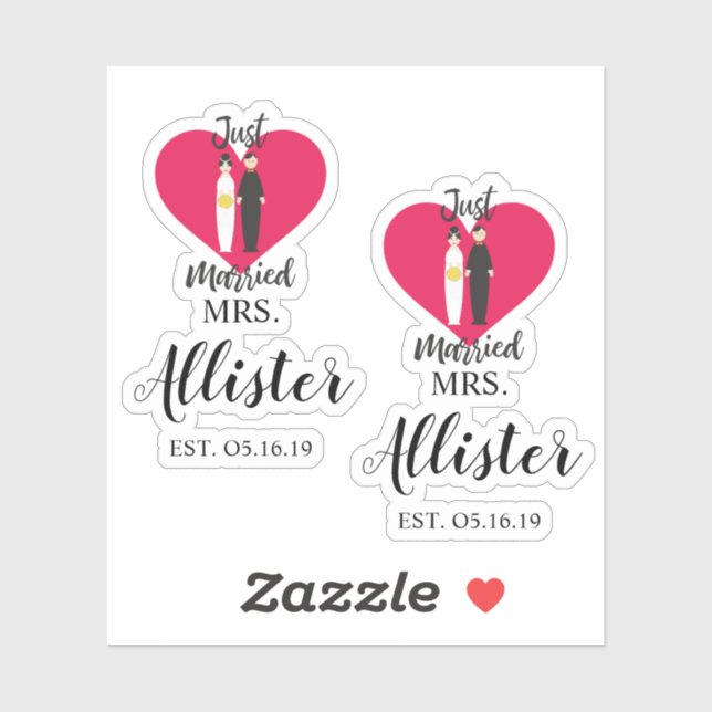Fun Just Married Couple Quote Design Sticker (Sheet)