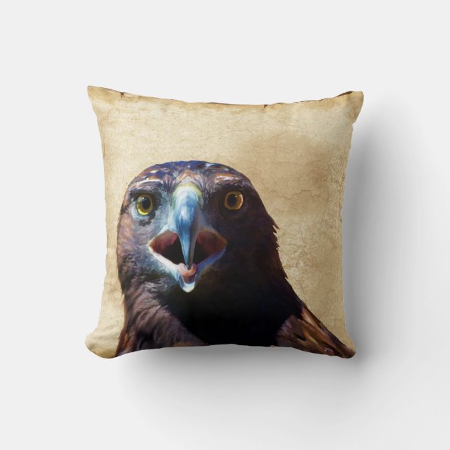 Fun Juvenile Bald Eagle Bad Attitude Wildlife Throw Pillow (Front)