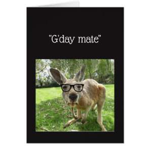 Fun Kangaroo G'day Mate Australian Animal Get Well Cards