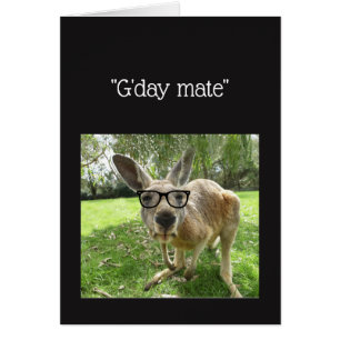 Fun Kangaroo G'day Mate Australian Animal Get Well Cards