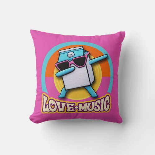 Fun Kawaii Milk Carton with Sunglasses and Pop Art Throw Pillow