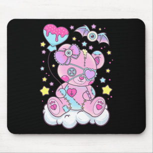 Fun Kawaii Pastel Goth Cute Creepy Bear Anime Japa Mouse Pad