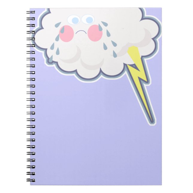 Fun Kawaii Style Sad Ctrying Emo Cloud Notebook (Front)