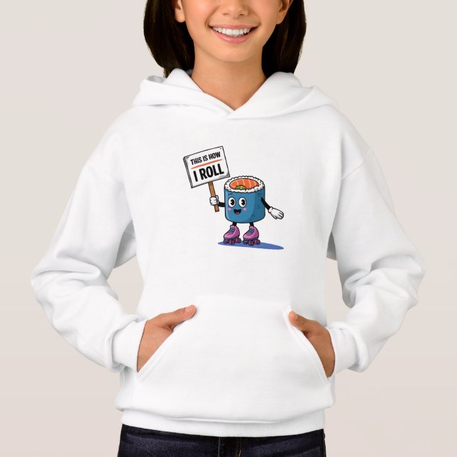 Fun Kawaii Sushi rolling Hoodie (Front)