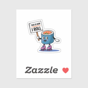Fun Kawaii Sushi rolling Sticker