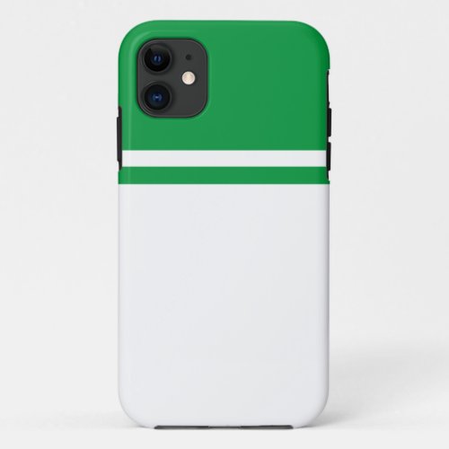 Fun Kelly Green Top Edge Racing Stripes On White iPhone 11 Case