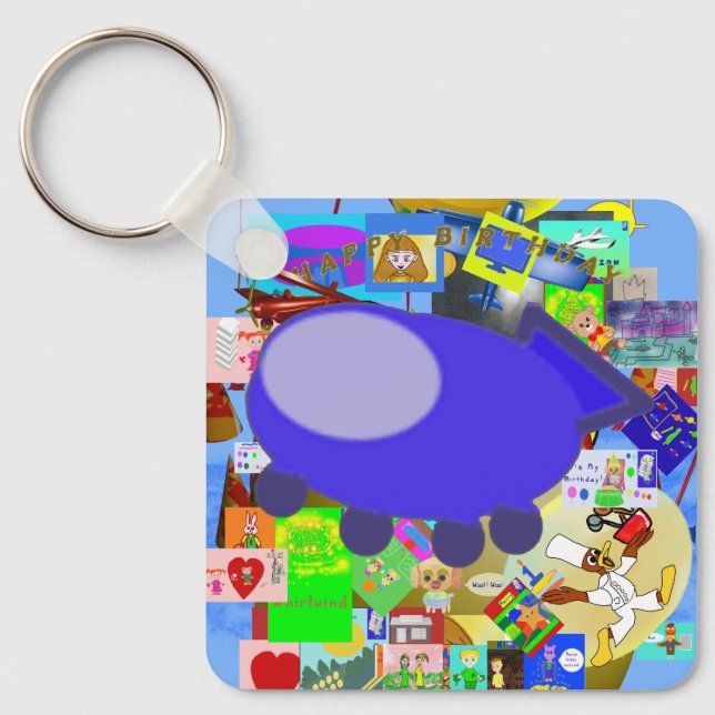 Fun Keychain Spaceship Cartoon Characters (Front)