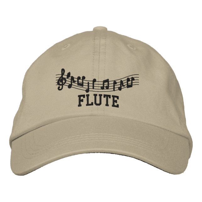 Fun Khaki Embroidered Flute Cap (Front)
