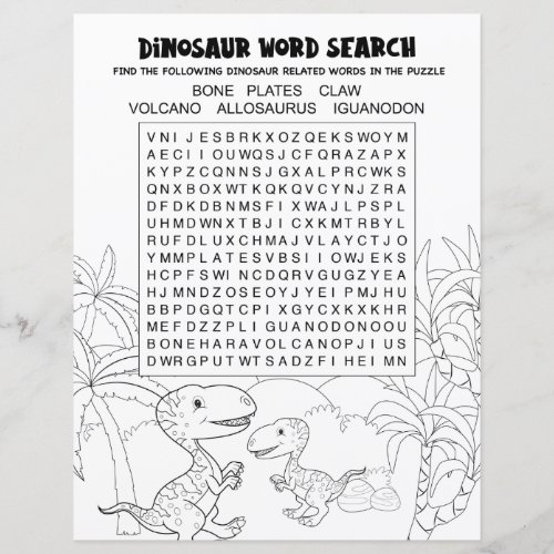 Fun Kids Activity Dinosaur Puzzle Word Search