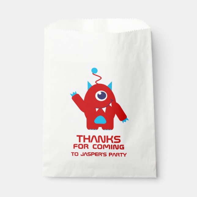 Fun kids alien birthday party favor bags (Front)