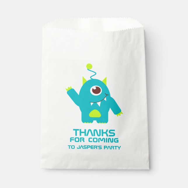 Fun kids alien birthday party favor bags (Front)