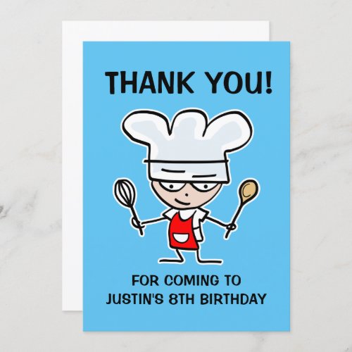 Fun kids baking Birthday party thank you card