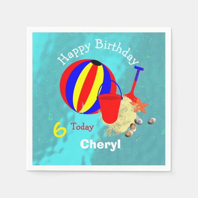 Fun Kids Beach Games Personalized Napkins (Front)