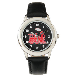 Fun kids black and red train wrist watch