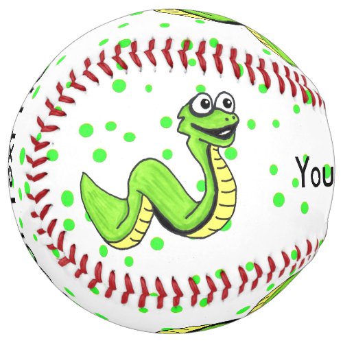 Fun Kids Cartoon Bright Green Snake Polka Dots Softball