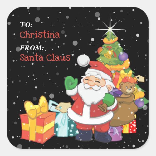 Fun Kids Christmas Personalized Gift Square Sticker