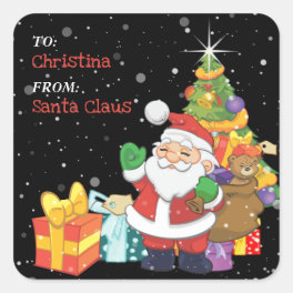 Fun Kids Christmas Personalized Gift Square Sticker