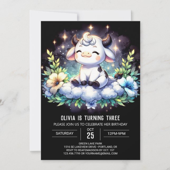 Fun Kids Cow Birthday Invitation (Front)