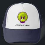 Fun/Kids Customizable Hat<br><div class="desc">Customizable hat featuring a fun, semi-3D shape that represents a face (human? alien? animal? robot?) in several abstract purple and yellowy-green ovals. Ideal for businesses working with children, toys, games - anything fun! You can change the size, color, placement, and typeface of the text on this design. The image can...</div>