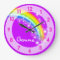 Fun kids girls rainbow name purple wall clock
