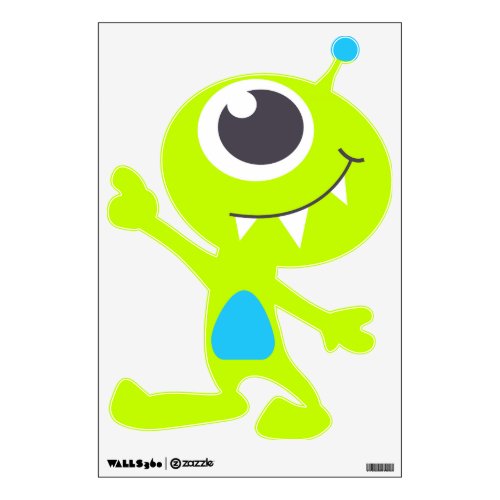 Fun kids graphic green alien wall decal stickers