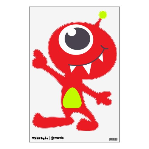 Fun kids graphic red alien wall decal stickers