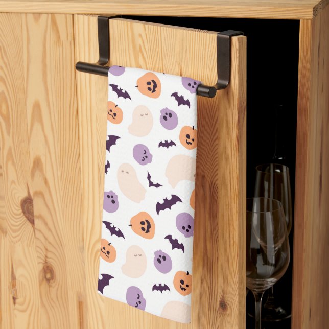 Fun Kids Halloween Pattern Kitchen Towel (Thirds Fold)