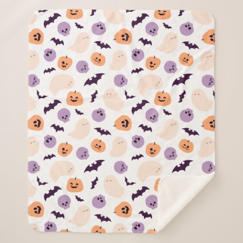 Fun Kids Halloween Pattern Sherpa Blanket