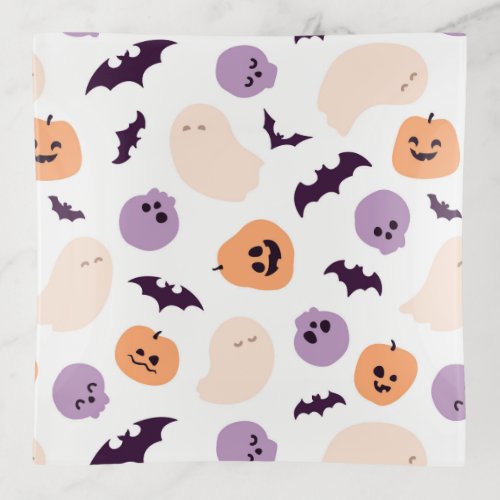 Fun Kids Halloween Pattern Trinket Tray