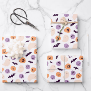 Fun Kids Halloween Pattern Wrapping Paper Sheets