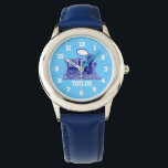 Fun kids named blue train wrist watch<br><div class="desc">Graphic art kids watch featuring a graphic blue steam train. Customise with your name currently reads Taylor.</div>