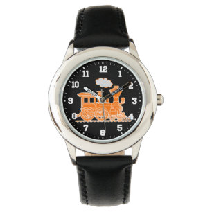 Fun kids orange and red train wrist watch