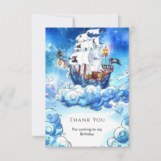 Fun Kids' Pirate Birthday Thank You Card (Front)
