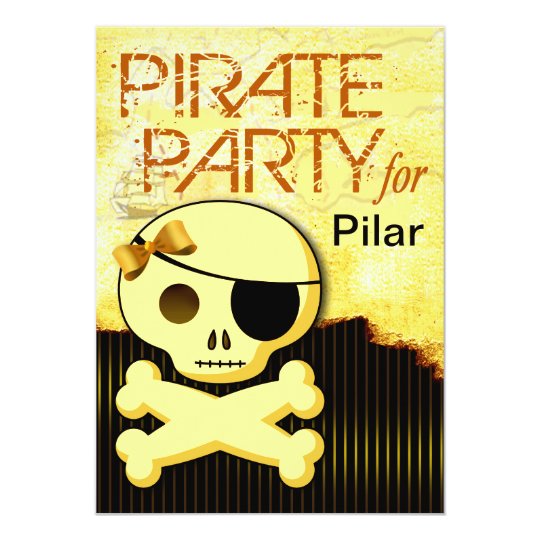 Fun Kids Pirate Girl - "Pirate Baby!" Party Card