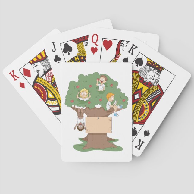 Fun Kids Playing in Apple Tree  Poker Cards (Back)