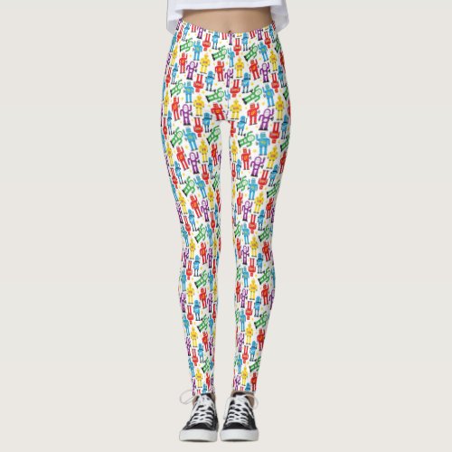 Fun Kids Robots and Aliens Colorful Patterned Leggings